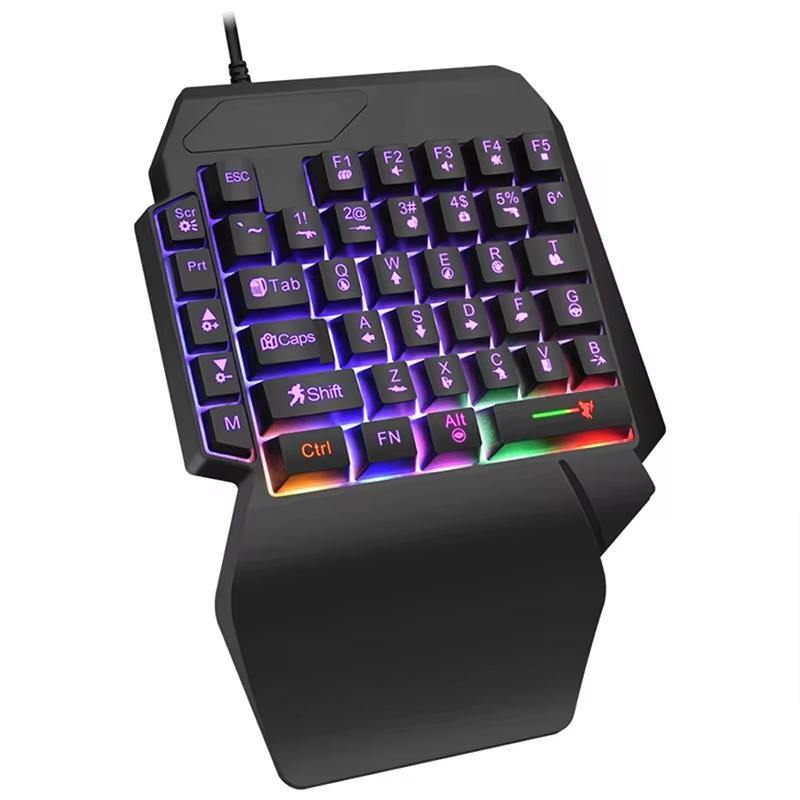 One-Handed Gaming Keyboard with RGB Backlight